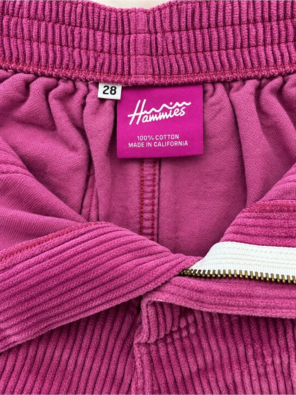 Hammies Corduroy Shorts 28 Pink Berry High Waist Retro 70s - Picture 3 of 3